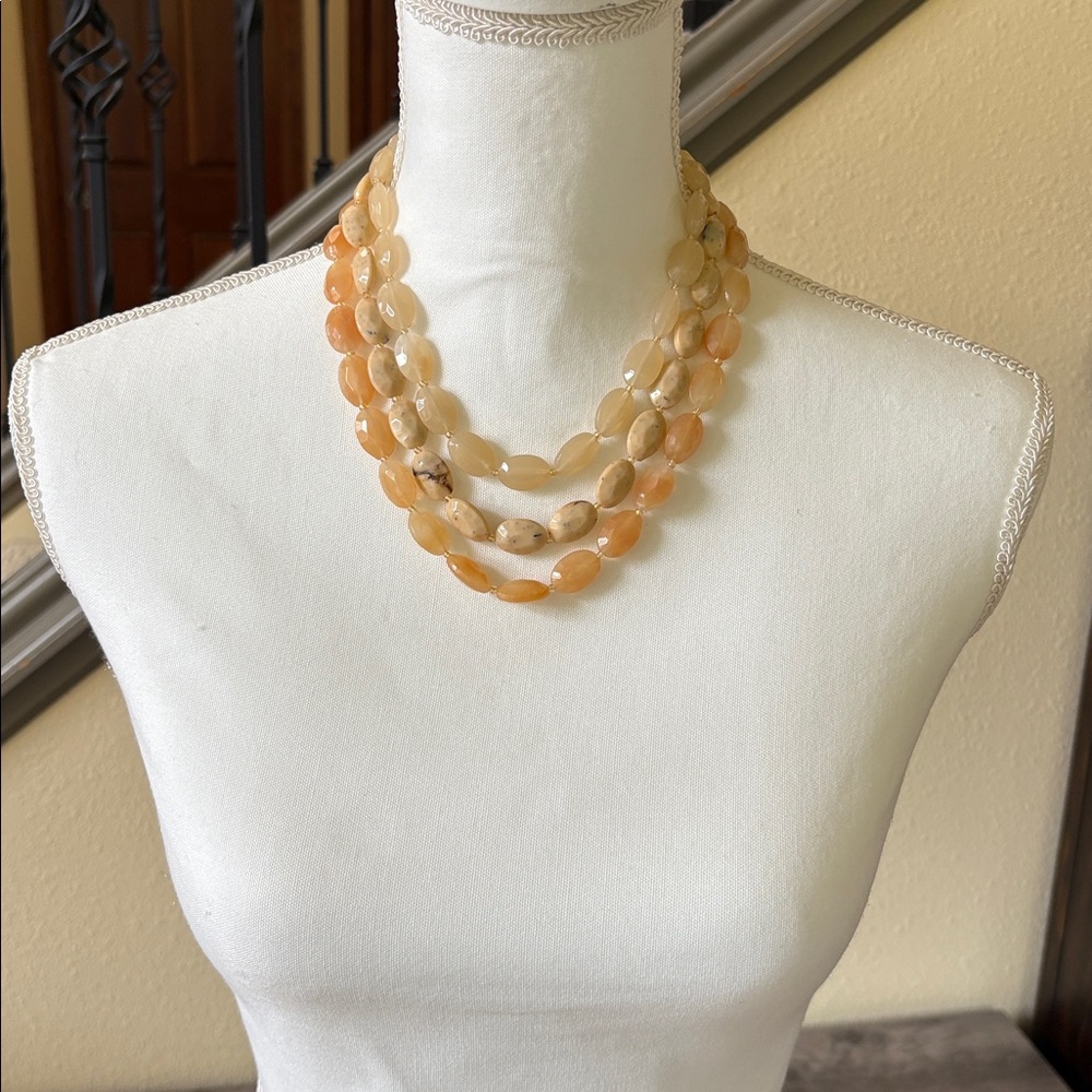 Arden B three layered cream & gold tone necklace